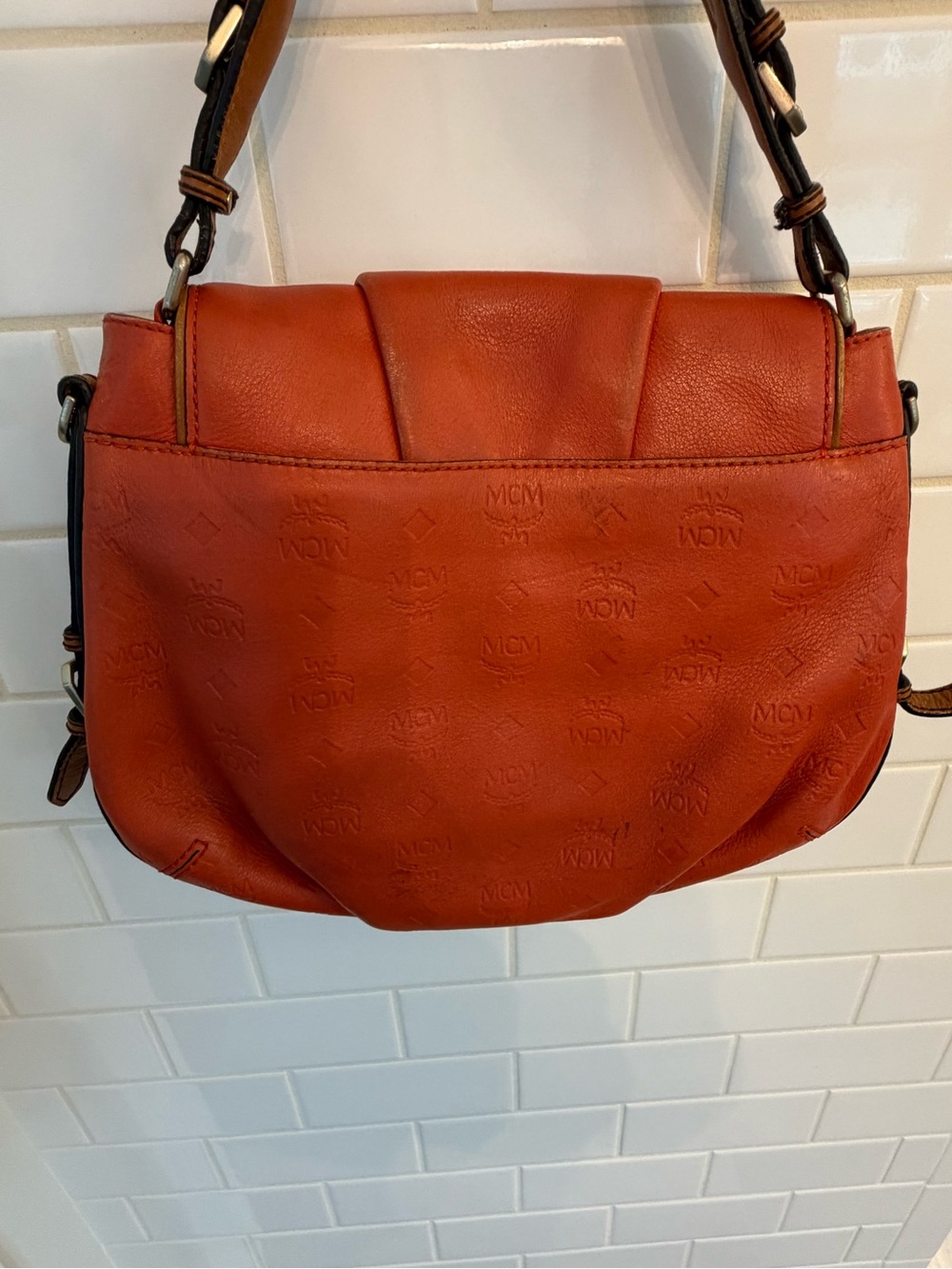 MCM Burnt Orange Leather Flap Shoulder Bag - Picture 5 of 8